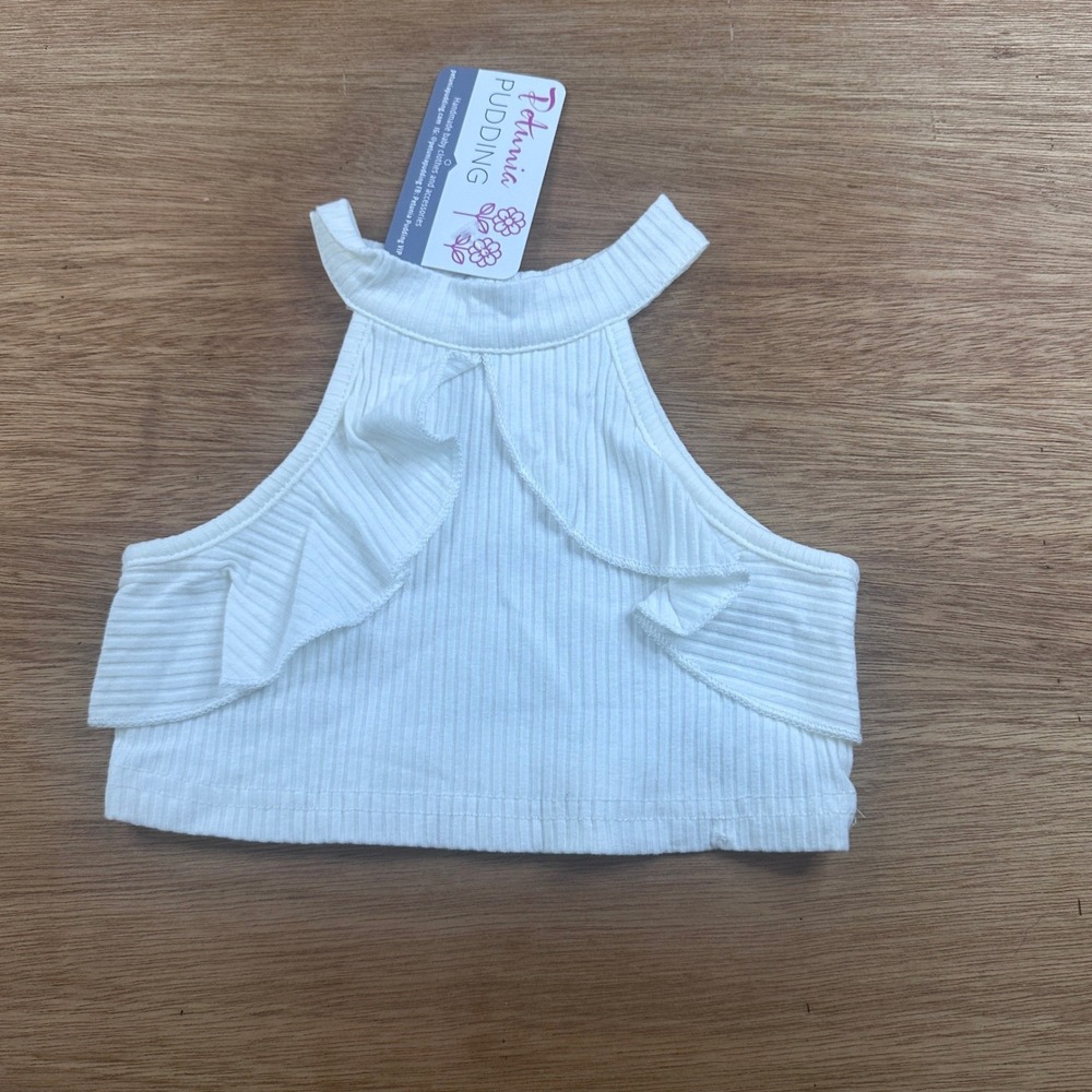 Petunia Pudding Toddler Girls 18-24M Cream Ribbed Ruffle Tank Top NWT